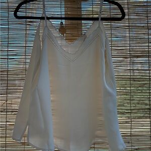 LOFT Cream Camisole with Scalloped Neckline